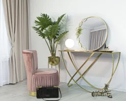 Miroir rond Eleonor métal doré