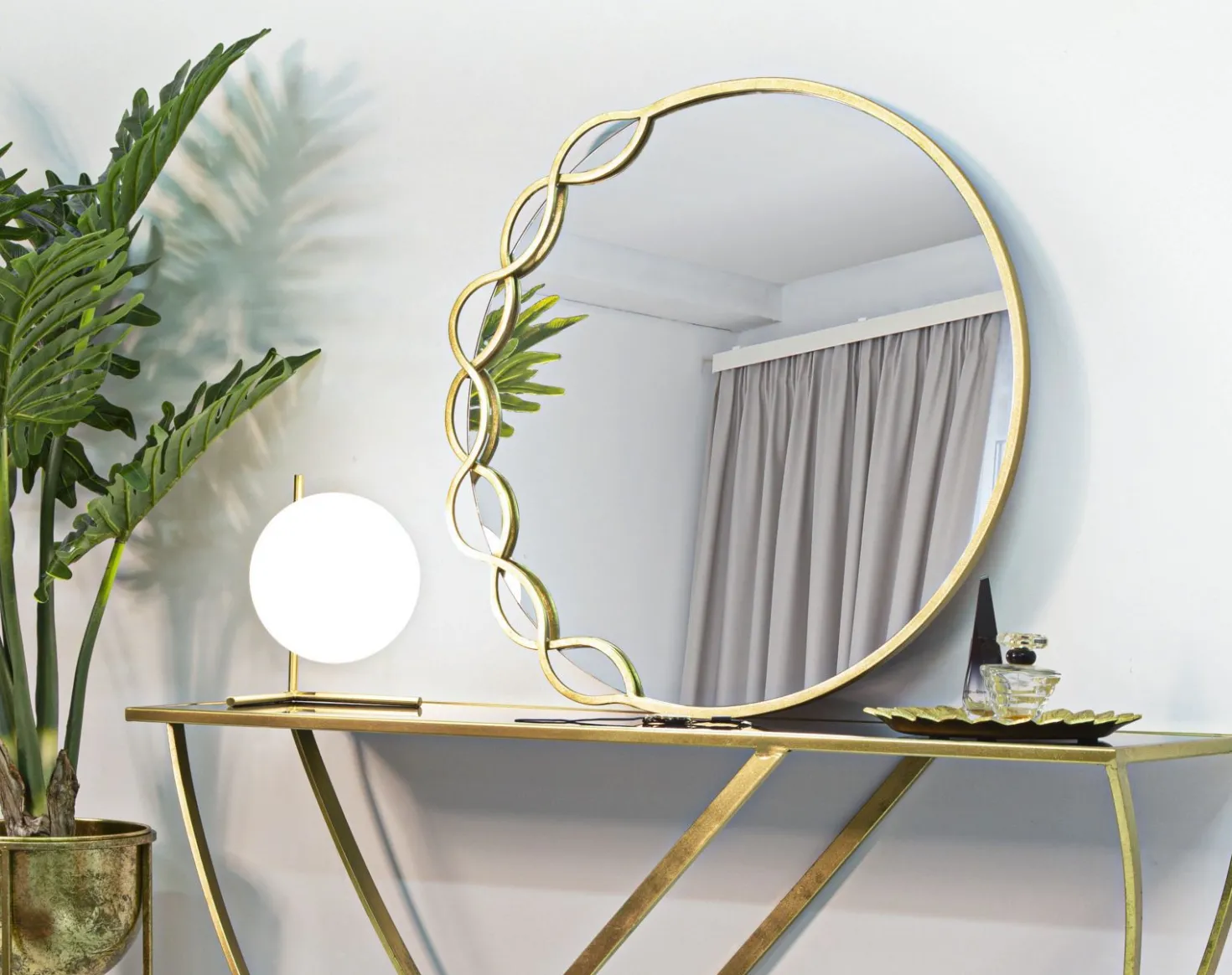 Miroir rond Eleonor métal doré
