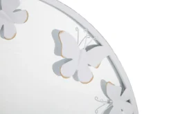 Miroir rond métal blanc décor papillons dorés