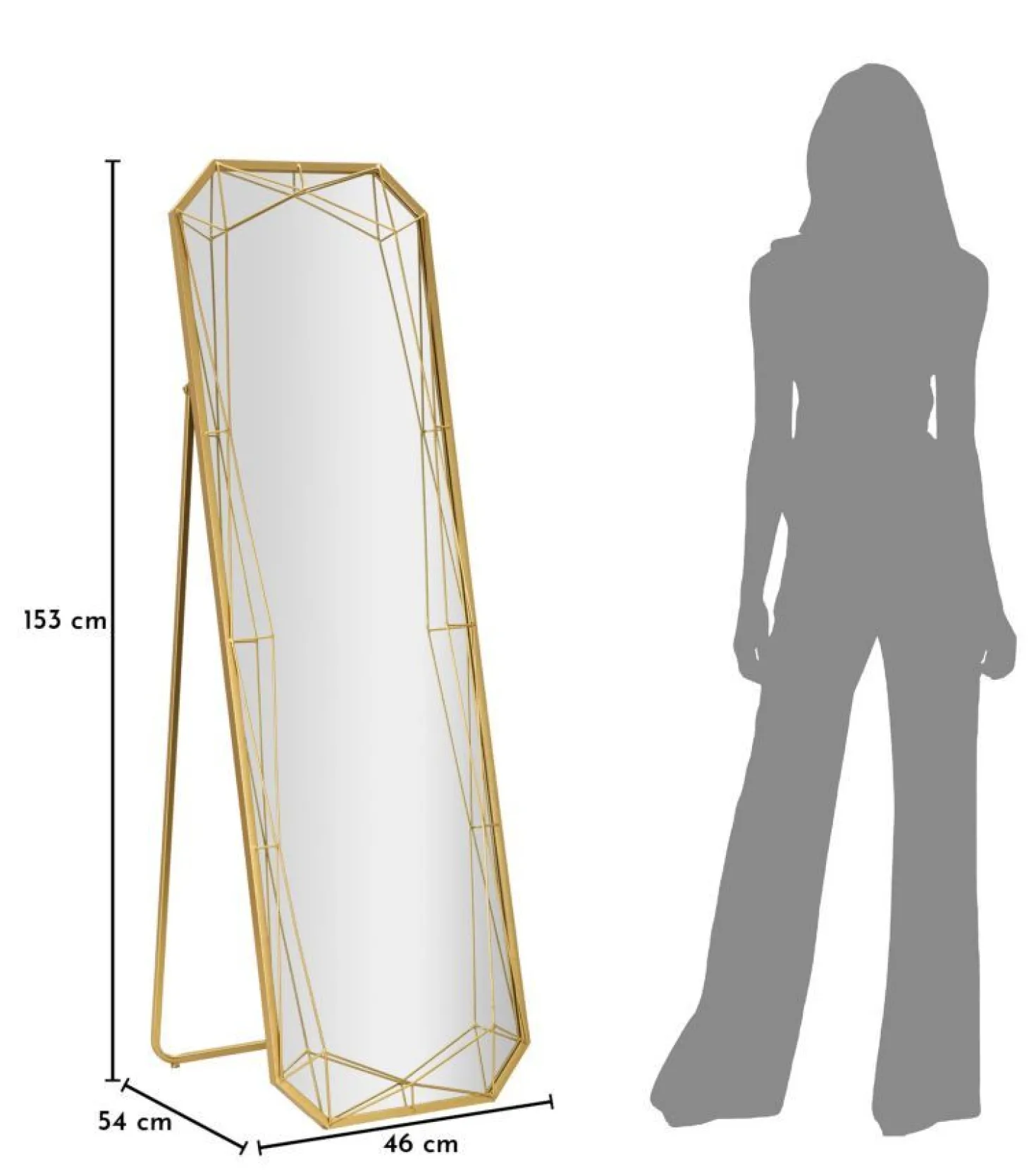 Miroir sur pied Gold design géométrique
