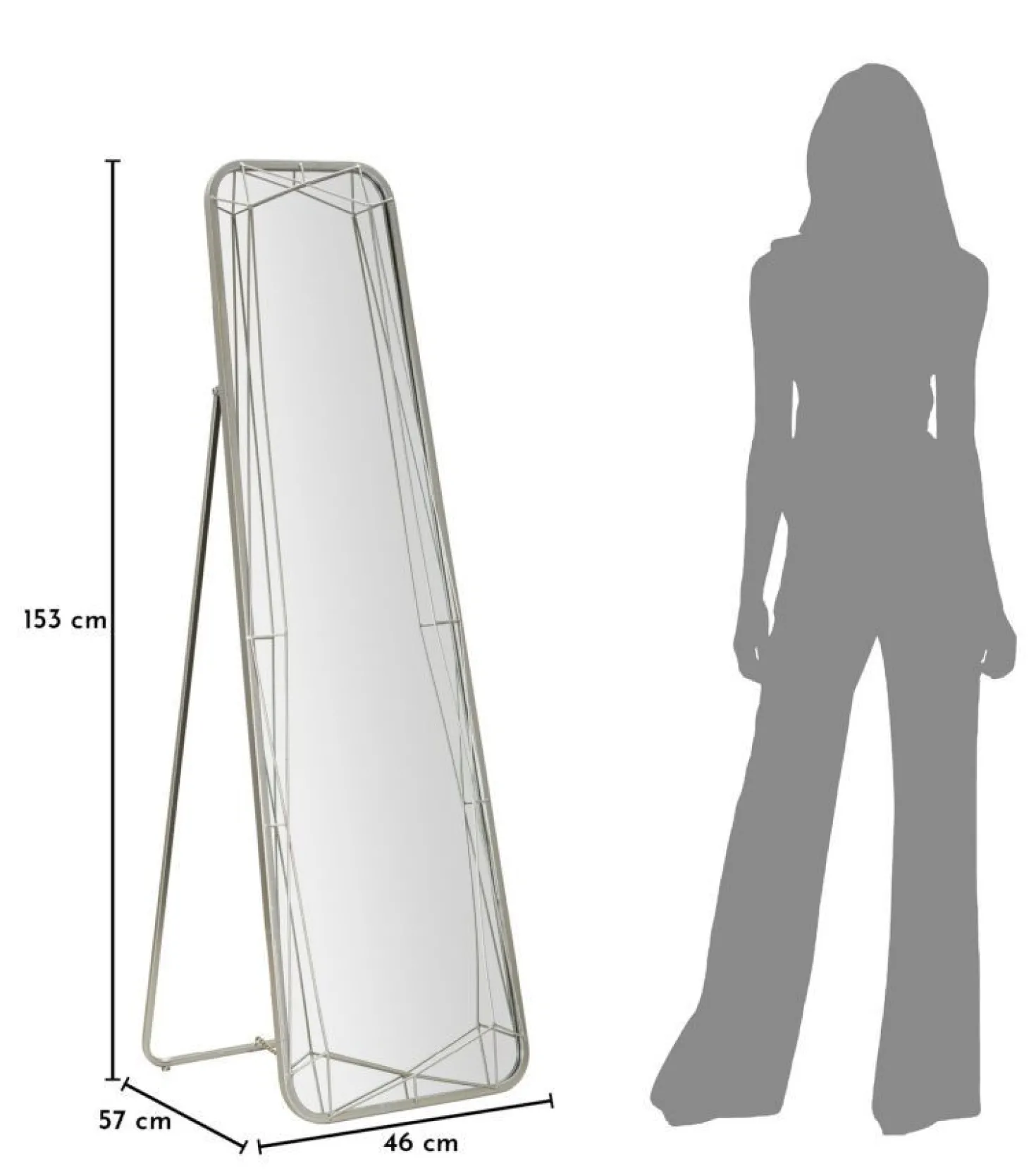 Miroir sur pied géométrique Argenté