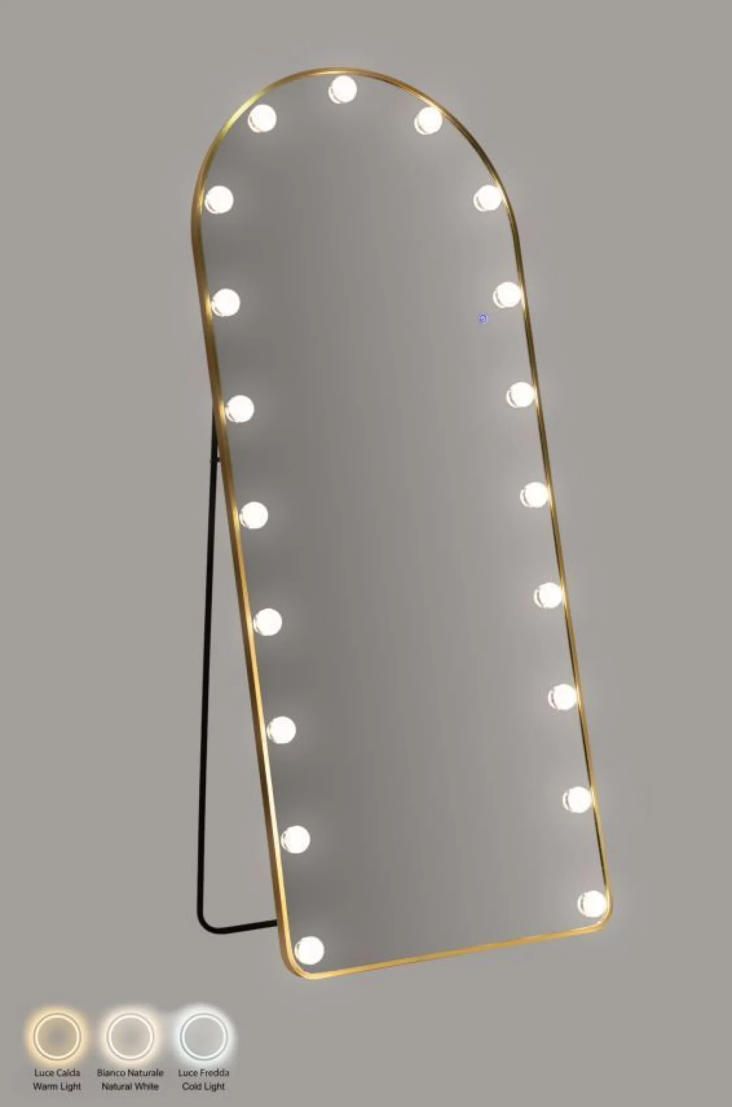 Miroir sur pied Hollywood Arqué avec éclairage LED