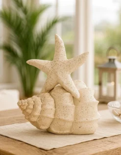 Objet décoratif en coquillage et étoile de mer finition Sable naturel