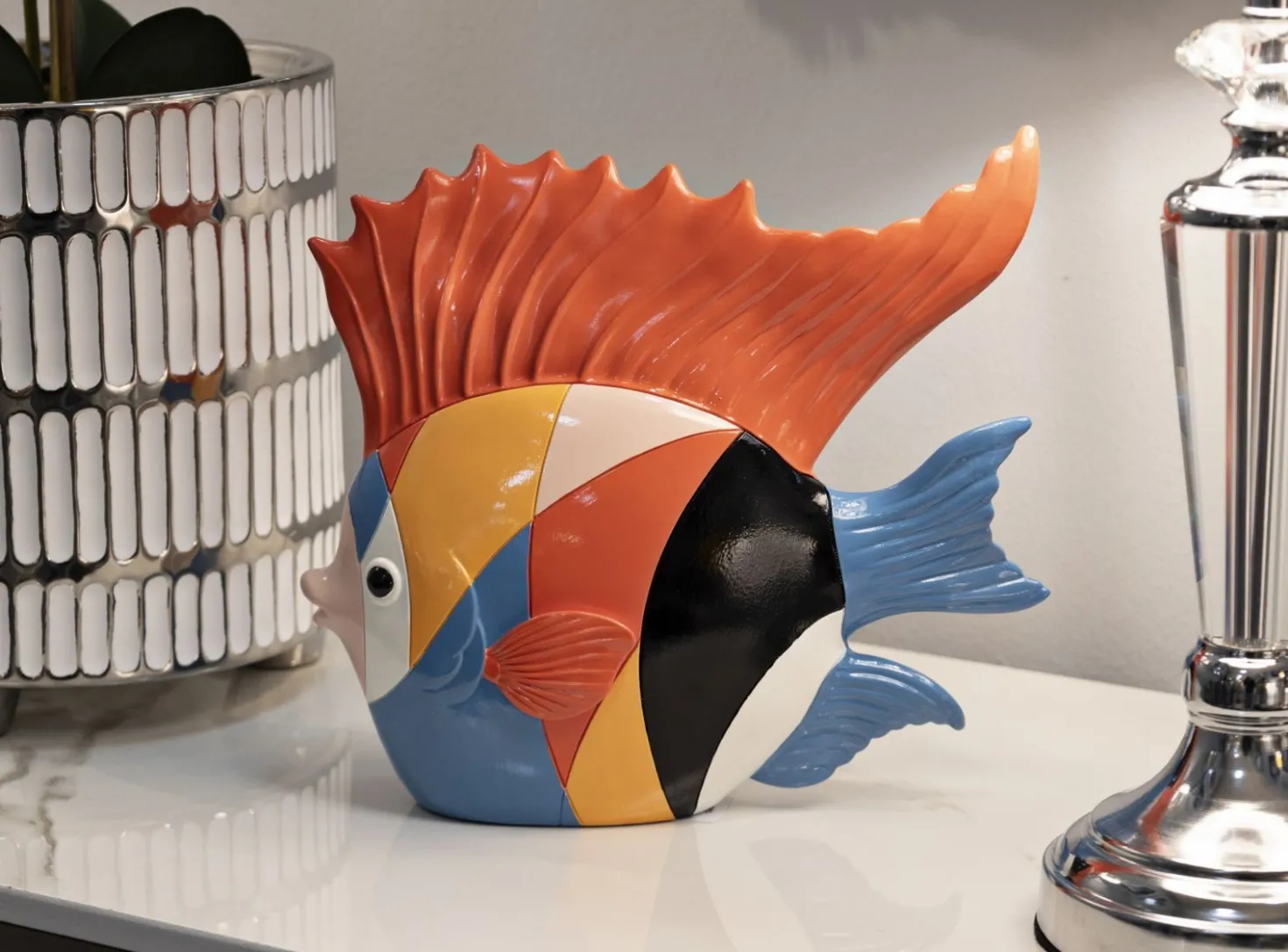 Objet décoratif Poisson Rubic en polyrésine multicolore