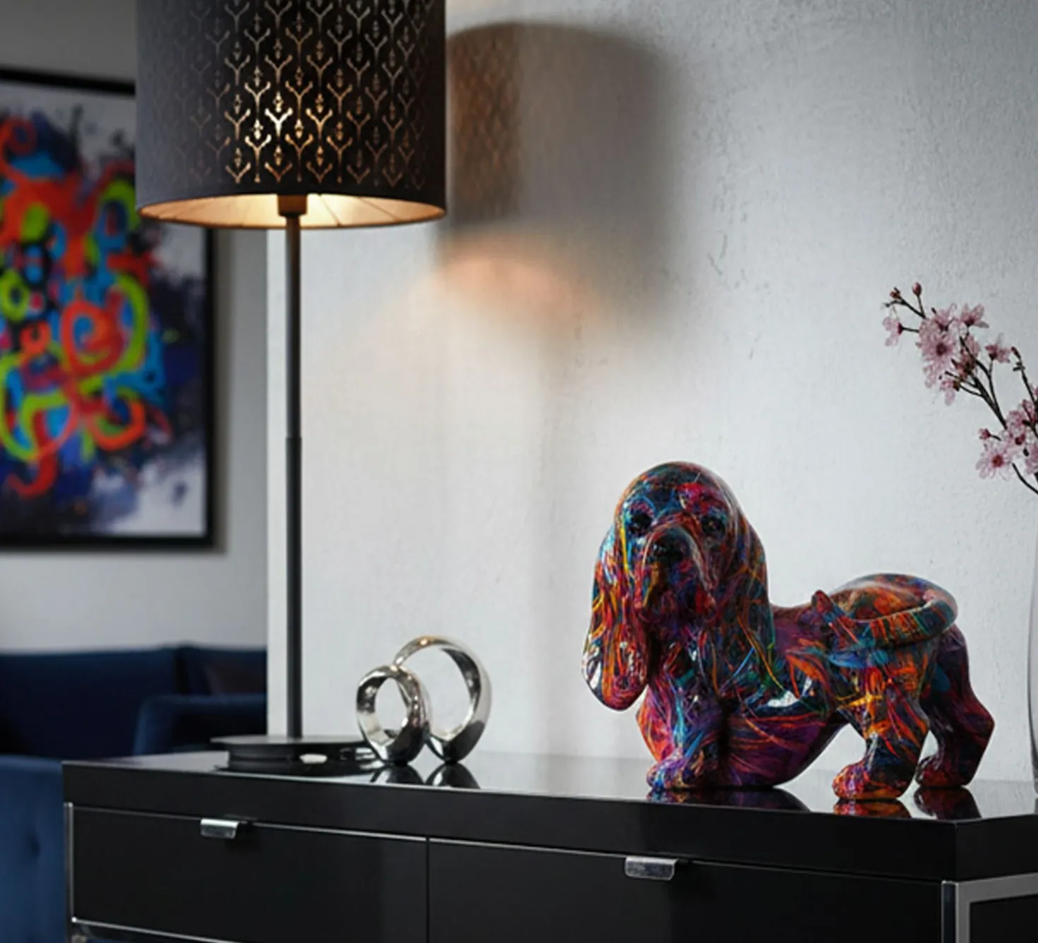 Objet décoratif Teckel vibrant Psychédélique