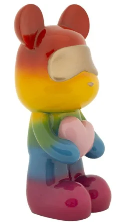 Ours rainbow en résine multicolore
