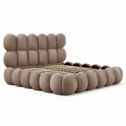 Pack Lit-coffre design boule Bilbola + Matelas Bedream 160x200cm Velours Taupe