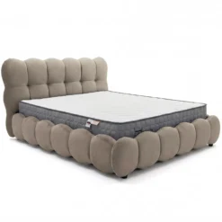 Pack Lit-coffre design boule Bilbola + Matelas Bedream 160x200cm Velours Taupe