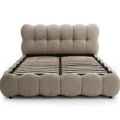 Pack Lit-coffre design boule Bilbola + Matelas Bedream 160x200cm Velours Taupe