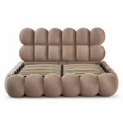 Pack Lit-coffre design boule Bilbola + Matelas Bedream 160x200cm Velours Taupe