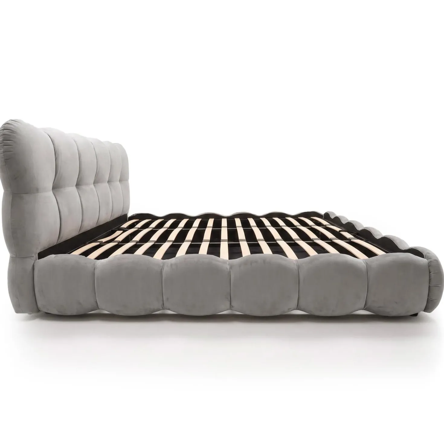 Pack Lit-coffre design boule Bilbola + Matelas Bedream 180x200cm Velours Gris