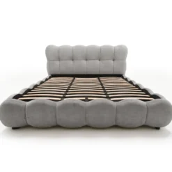 Pack Lit-coffre design boule Bilbola + Matelas Bedream 180x200cm Velours Gris