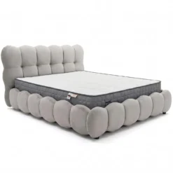 Pack Lit-coffre design boule Bilbola + Matelas Bedream 160x200cm Velours Gris