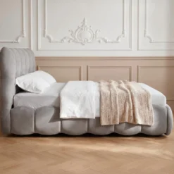 Pack Lit-coffre design boule Bilbola + Matelas Bedream 160x200cm Velours Gris