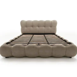 Pack Lit-coffre design boule Bilbola + Matelas Bedream 180x200cm Velours Taupe