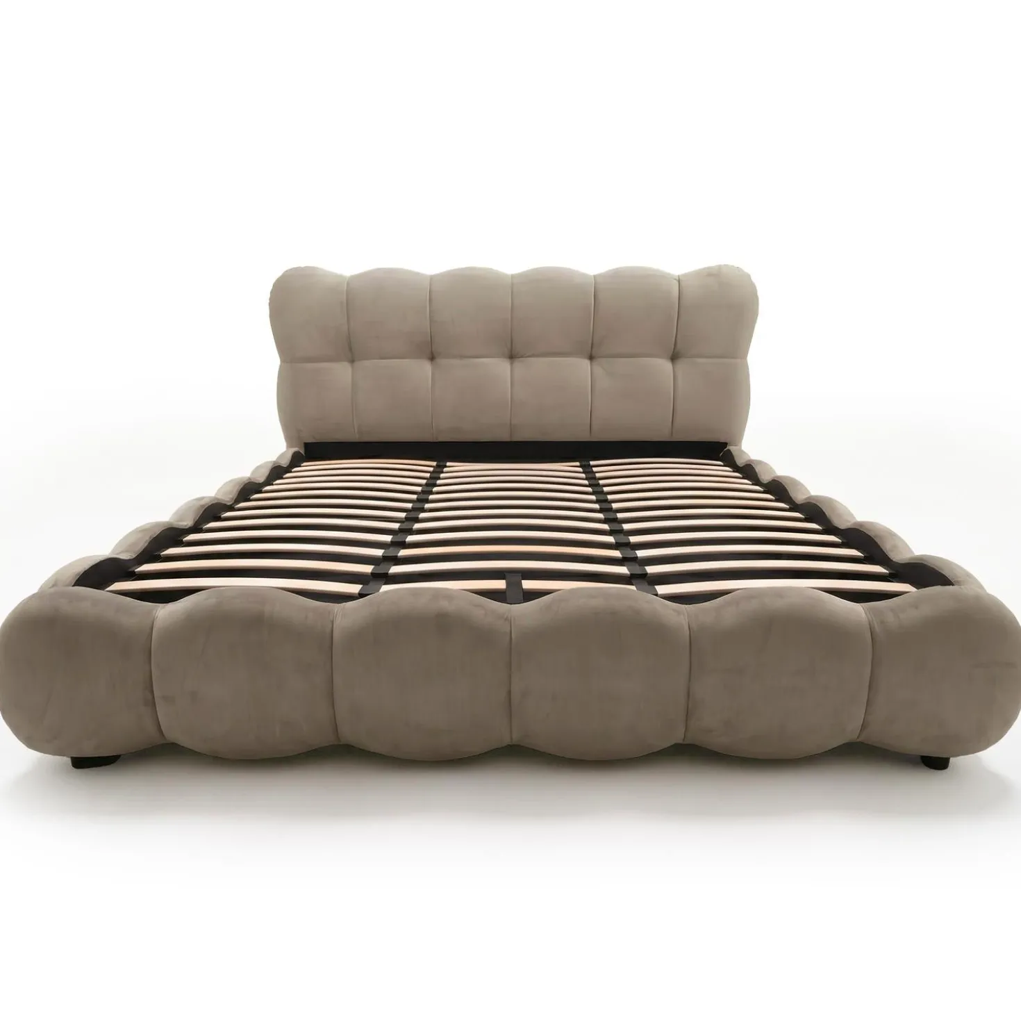 Pack Lit-coffre design boule Bilbola + Matelas Bedream 180x200cm Velours Taupe