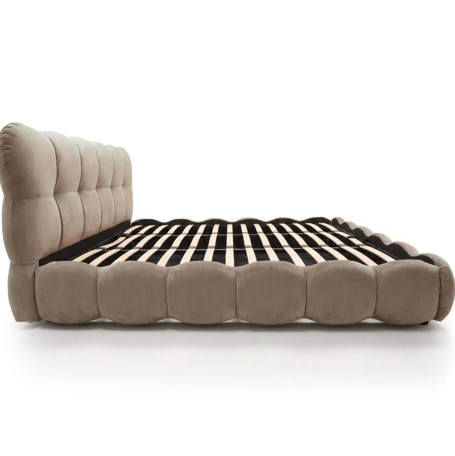 Pack Lit-coffre design boule Bilbola + Matelas Bedream 180x200cm Velours Taupe