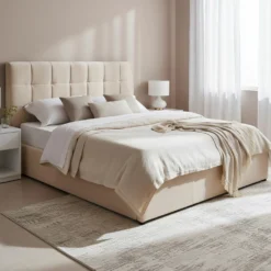 Pack Lit-coffre Luftani + Matelas Bedream 160x200cm Velours Beige