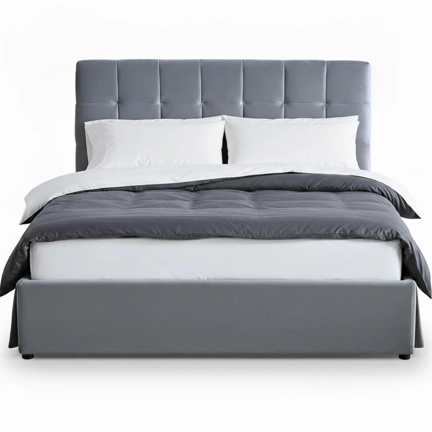 Pack Lit-coffre Luftani + Matelas Bedream 160x200cm Velours Argent