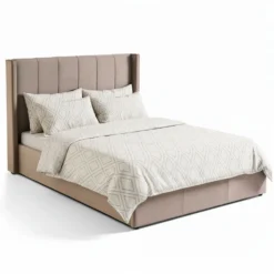 Pack Lit-coffre Magorial + Matelas Bedream 140x190cm Velours Taupe