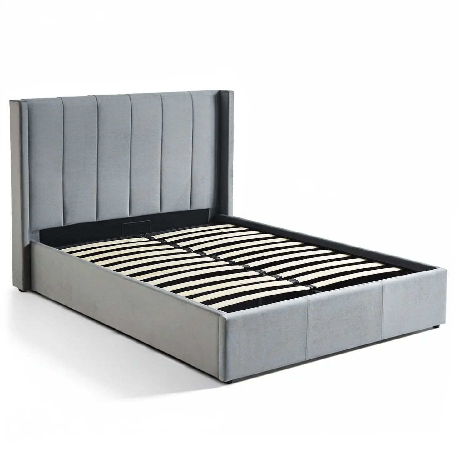 Pack Lit-coffre Magorial + Matelas Bedream 140x190cm Velours Gris