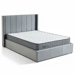 Pack Lit-coffre Magorial + Matelas Bedream 140x190cm Velours Gris
