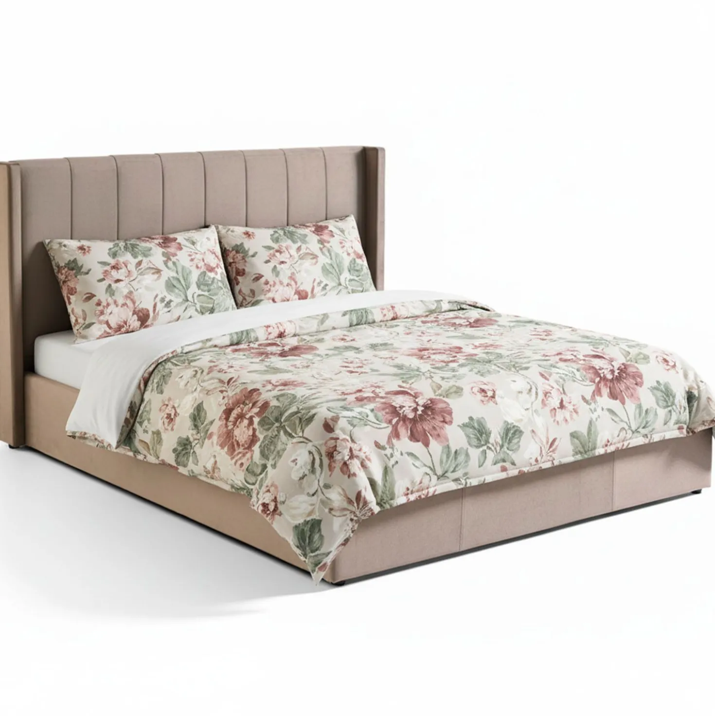 Pack Lit-coffre Magorial + Matelas Bedream 180x200cm Velours Taupe