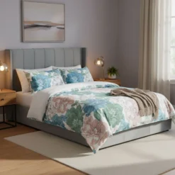 Pack Lit-coffre Magorial + Matelas Bedream 160x200cm Velours Gris