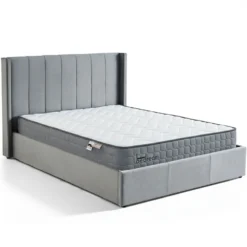 Pack Lit-coffre Magorial + Matelas Bedream 160x200cm Velours Gris