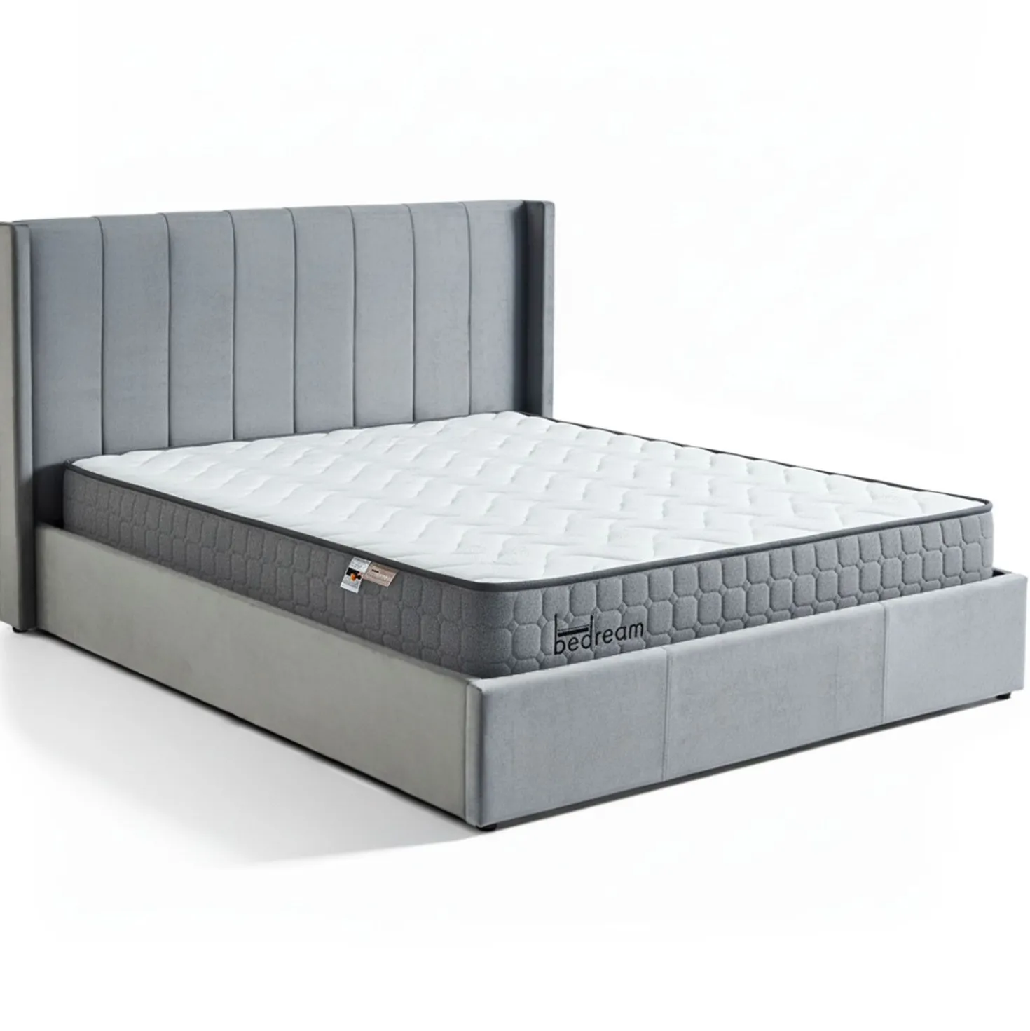 Pack Lit-coffre Magorial + Matelas Bedream 180x200cm Velours Gris