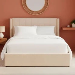 Pack Lit-coffre Magorial + Matelas Bedream 160x200cm Tissu bouclette Crème