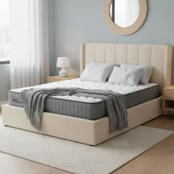 Pack Lit-coffre Magorial + Matelas Bedream 160x200cm Tissu bouclette Crème