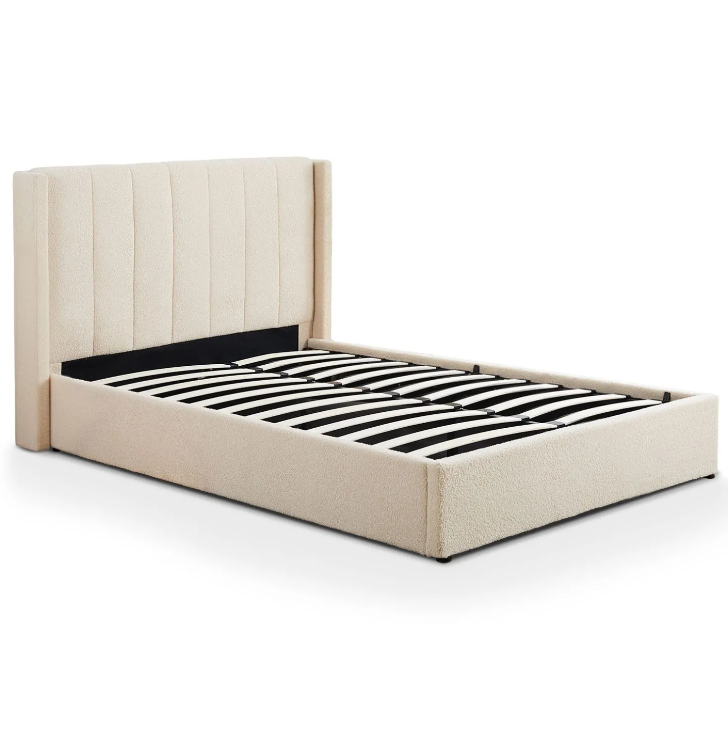 Pack Lit-coffre Magorial + Matelas Bedream 160x200cm Tissu bouclette Crème