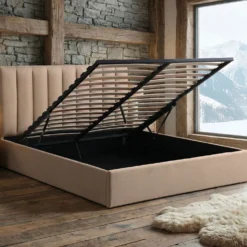Pack Lit-coffre Songe + Matelas Bedream 180x200cm Tissu Beige