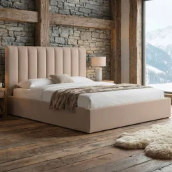 Pack Lit-coffre Songe + Matelas Bedream 180x200cm Tissu Beige