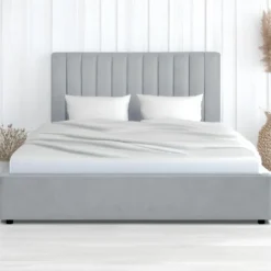 Pack Lit-coffre Songe + Matelas Bedream 180x200cm Velours Argent