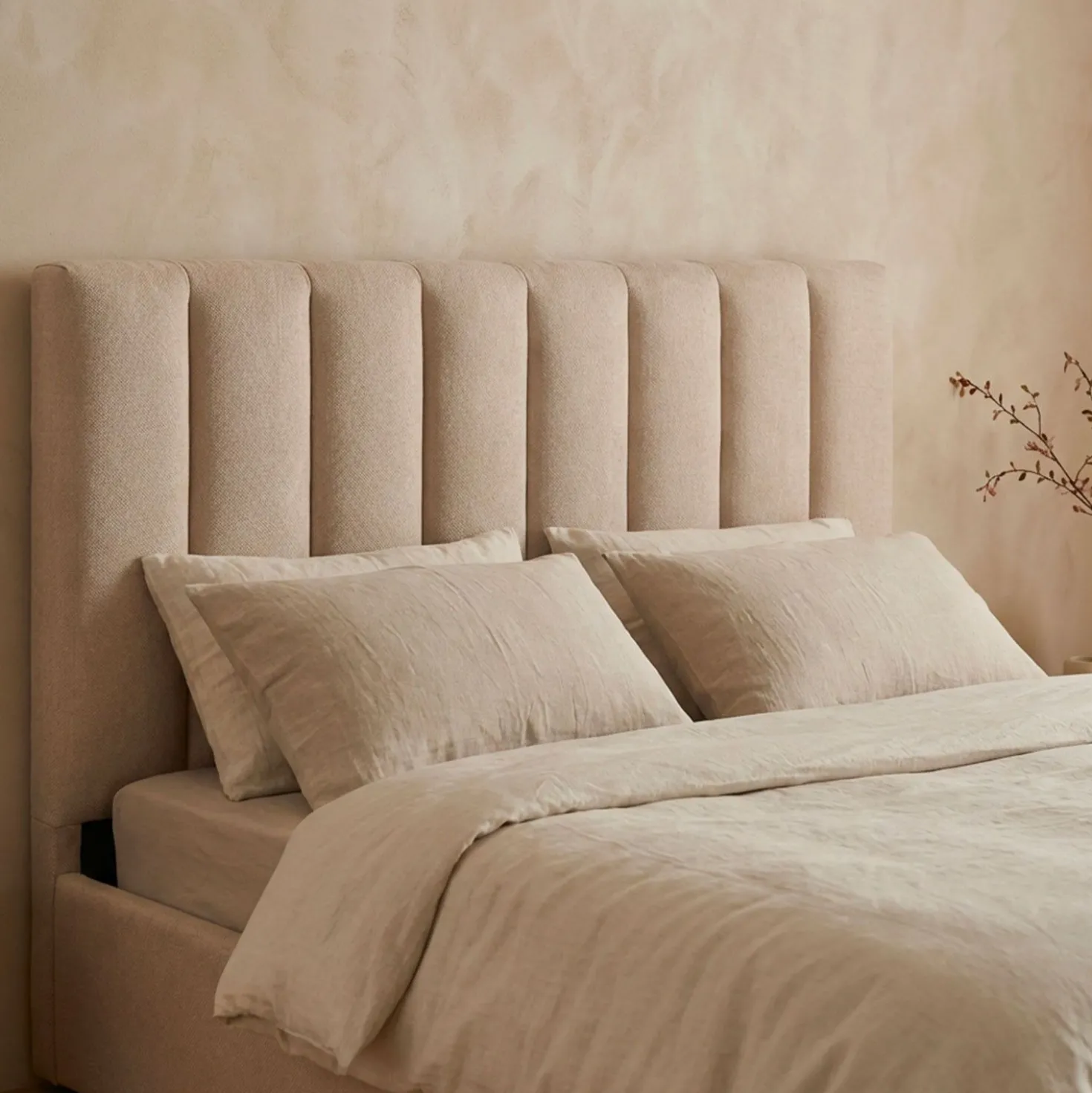 Pack Lit-coffre Songe + Matelas Bedream 160x200cm Tissu Beige