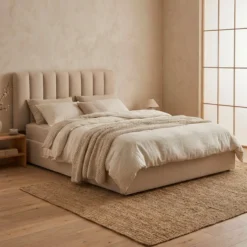 Pack Lit-coffre Songe + Matelas Bedream 160x200cm Tissu Beige