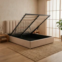Pack Lit-coffre Songe + Matelas Bedream 160x200cm Tissu Beige