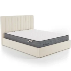 Pack Lit-coffre Songe + Matelas Bedream 180x200cm Tissu bouclette Beige