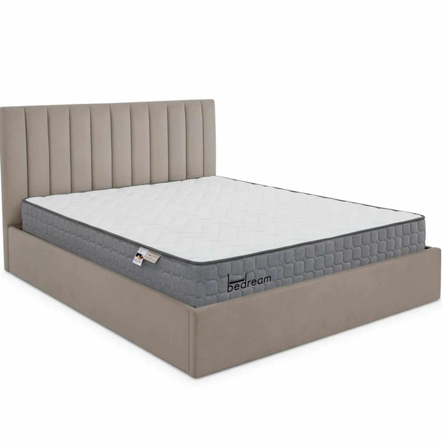 Pack Lit-coffre Songe + Matelas Bedream 180x200cm Velours Taupe