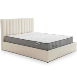 Pack Lit-coffre Songe + Matelas Bedream 140x190cm Tissu bouclette Beige