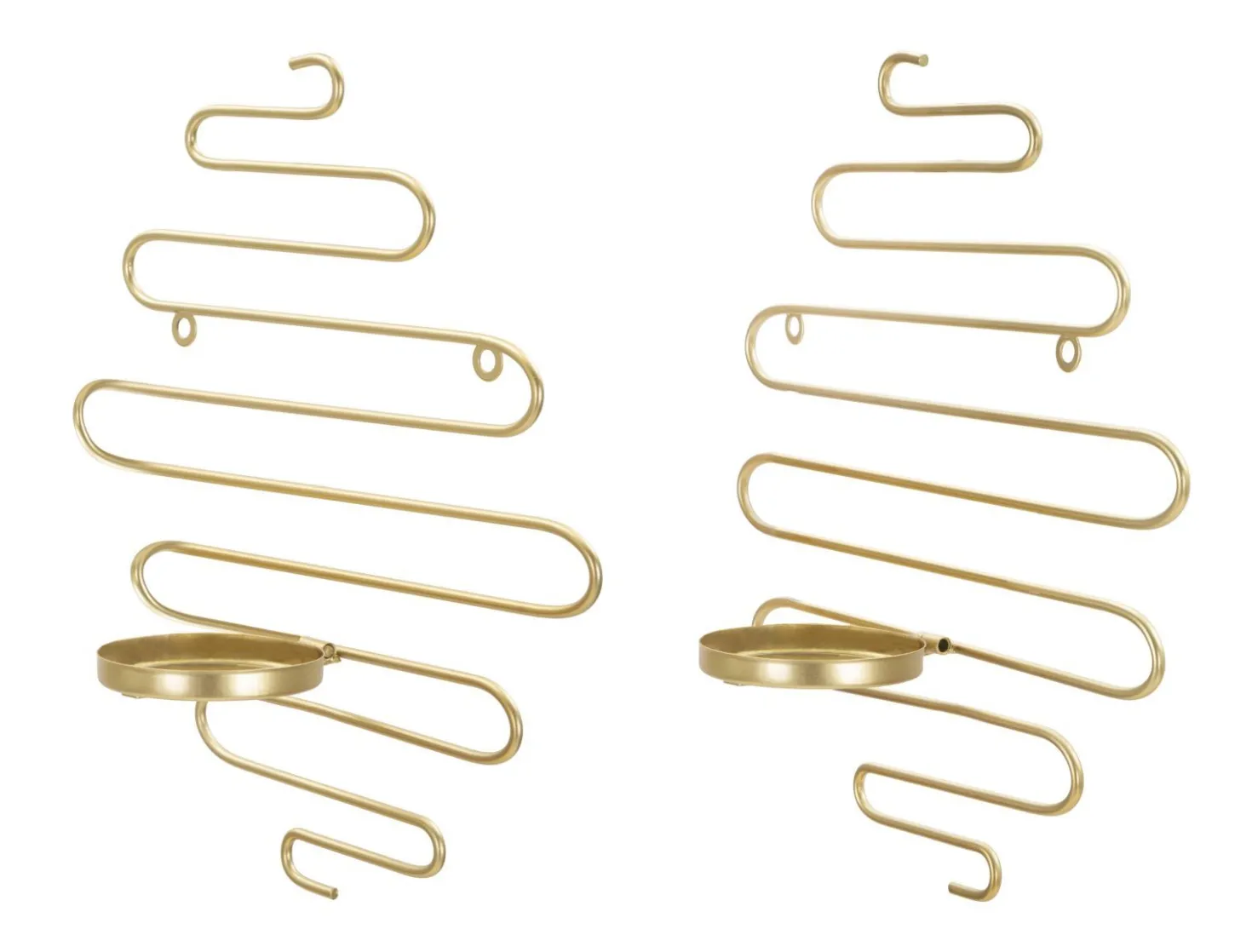 Paire de porte-bougies muraux métal doré
