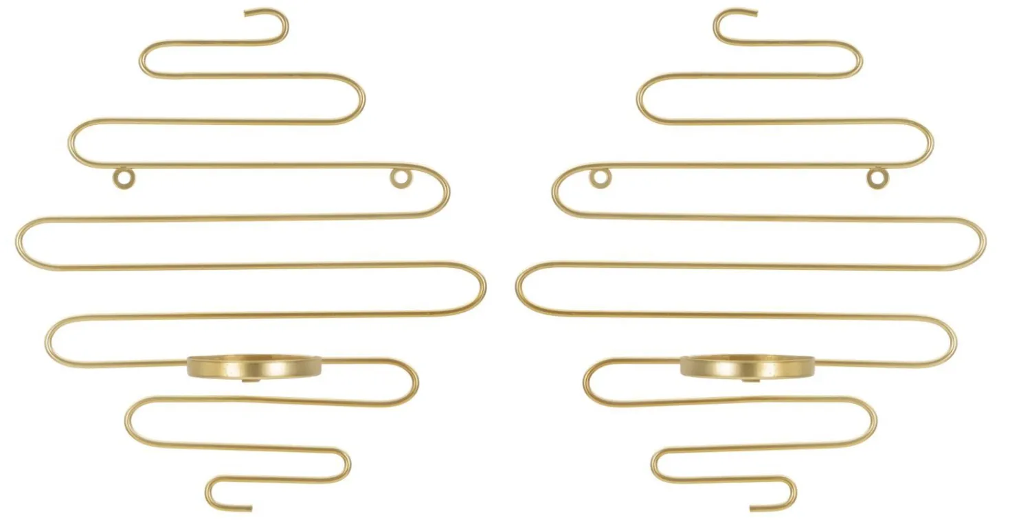Paire de porte-bougies muraux métal doré