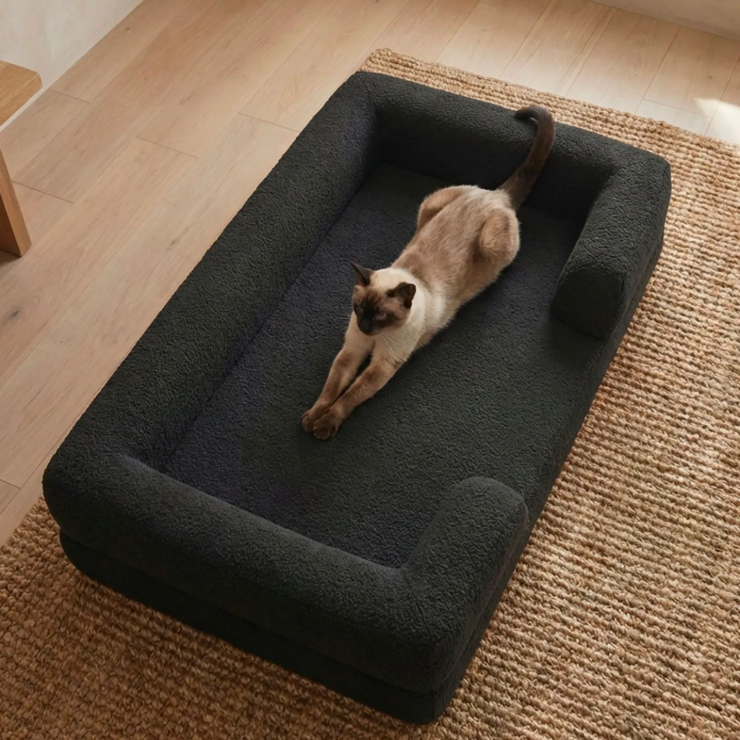 Panier pour chien et chat Chouchon 65x90cm Tissu Bouclette Noir