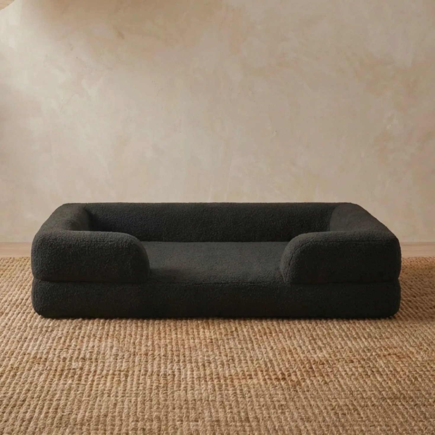 Panier pour chien et chat Chouchon 65x90cm Tissu Bouclette Noir