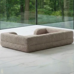 Panier pour chien et chat Chouchon 65x90cm Tissu Bouclette Taupe clair