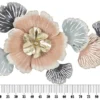 Panneau décoratif 3D fleurs et feuilles Fer Multicolore