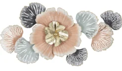 Panneau décoratif 3D fleurs et feuilles Fer Multicolore