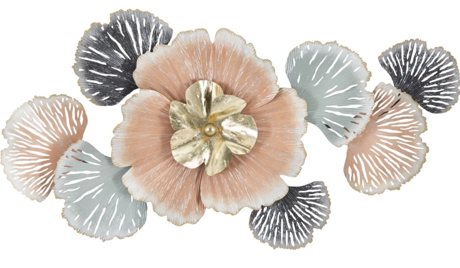 Panneau décoratif 3D fleurs et feuilles Fer Multicolore